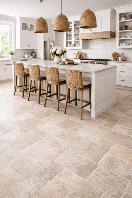 Carrelage travertin Opus 4 mix light 1er choix ép. 1.2 cm Unité de vente 0.754 m² par colis