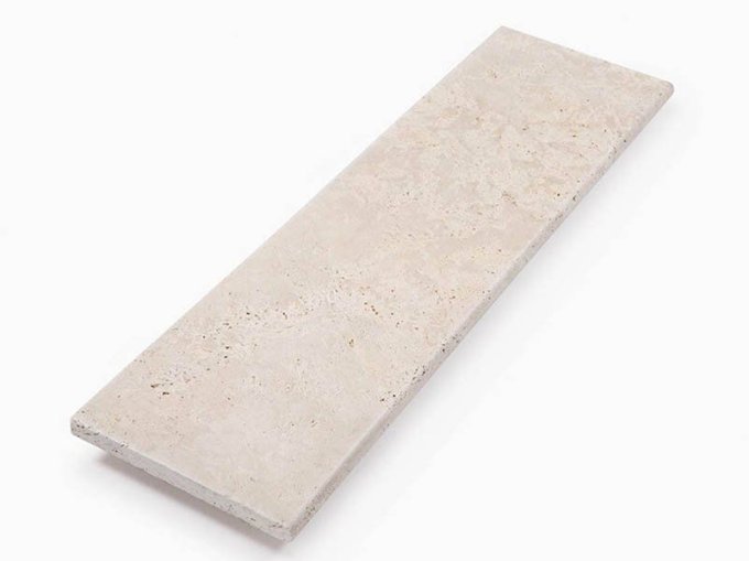 Margelles travertin mix beige rustic 33x100 cm ép.3 cm - 1 bord arrondi - 1 ml par unité de vente