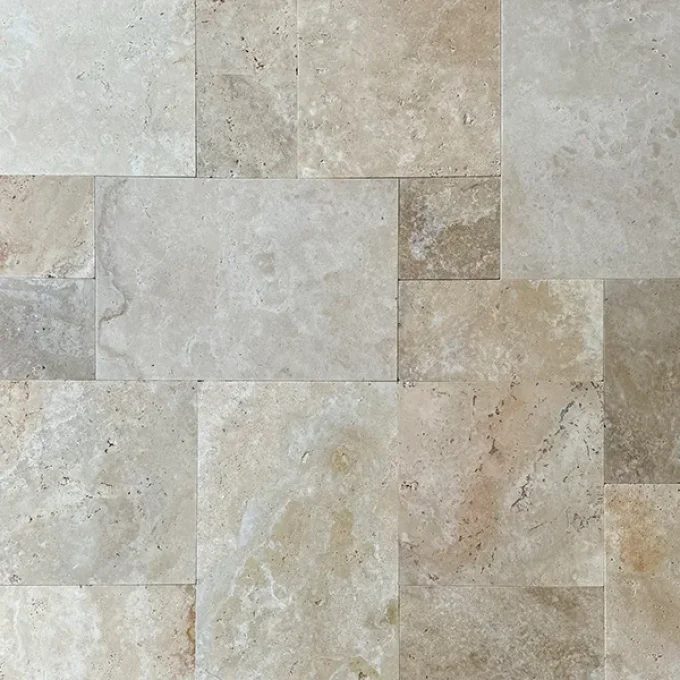 Carrelage travertin Opus 4  mix light 1er choix ép. 1.2 cm Unité de vente 0.754 m² par colis 