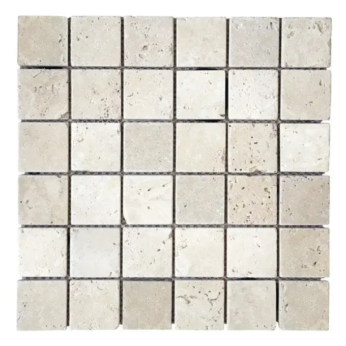 Dallage travertin mosaic carré type 2 4.9x4.9 cm / pièce de 30.5 cm x 30.5 cm