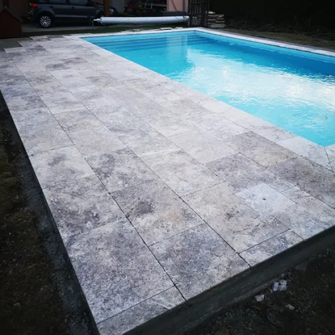 Carrelage travertin 40.6X61 cm ép. 1.2 cm silver 1er choix - Unité de vente 1.0029 m²  (4 dalles)