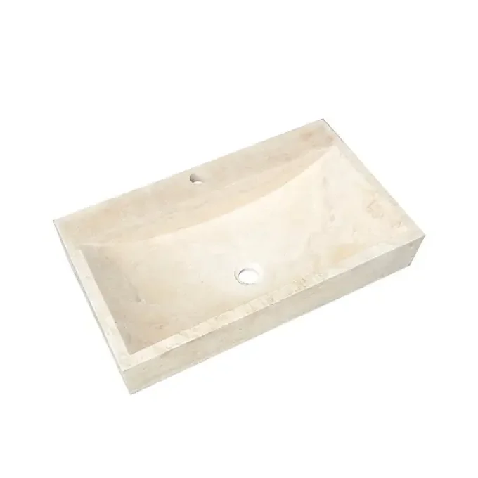 Vasque lavabo en pierre naturelle travertin rectangle 45x60 cm